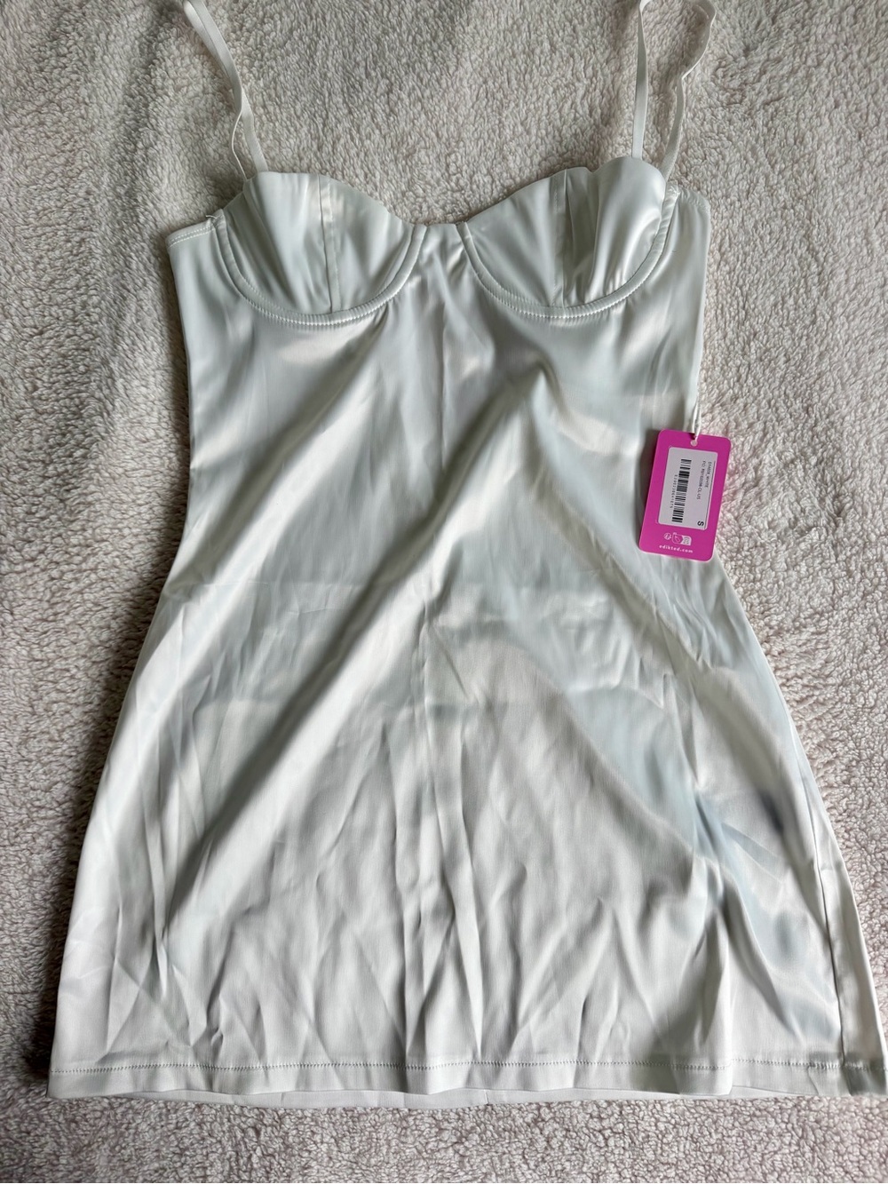 Edikted White Slip Dress with Built-In Bra